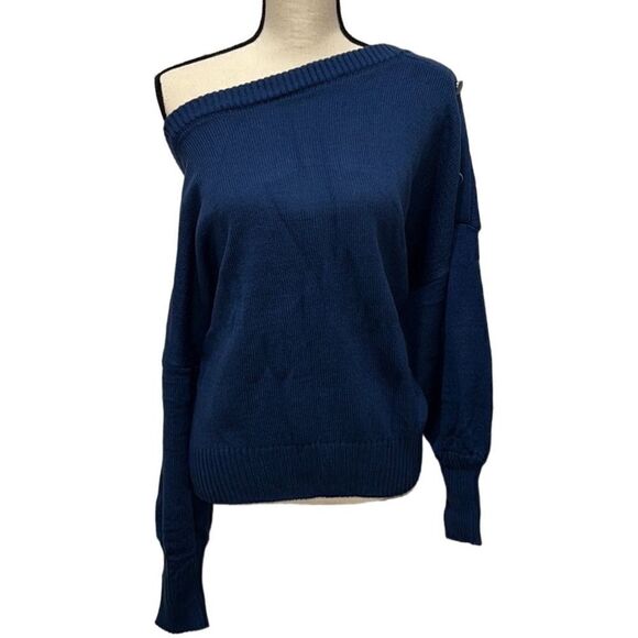 FTF Off-Shoulder Button Detail Sweater - Picture 2 of 12